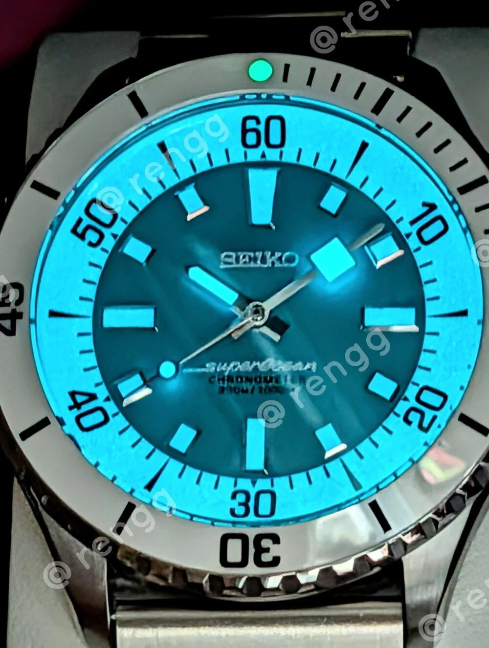 44mm Automatic Seiko Men’s Turquoise SuperOcean Dive Mod Watch Sapphire Crystal